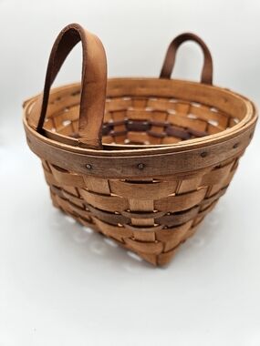 Longaberger Retired Pansy Basket With Leather Handles 1992 Countrycore